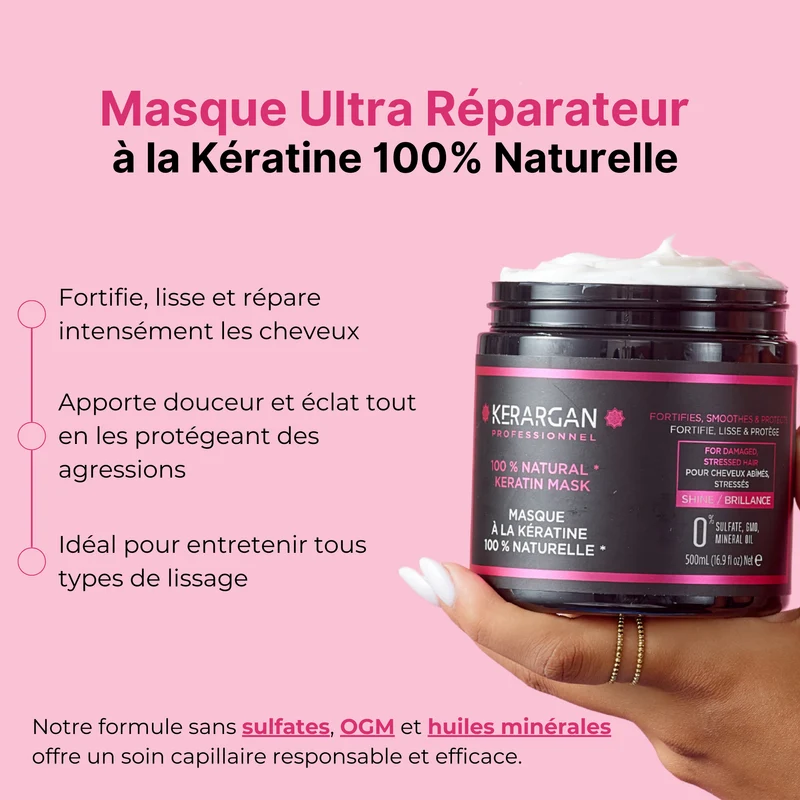 Masque à la Kératine Ultra Réparateur 500ml - Hydratant Lissant