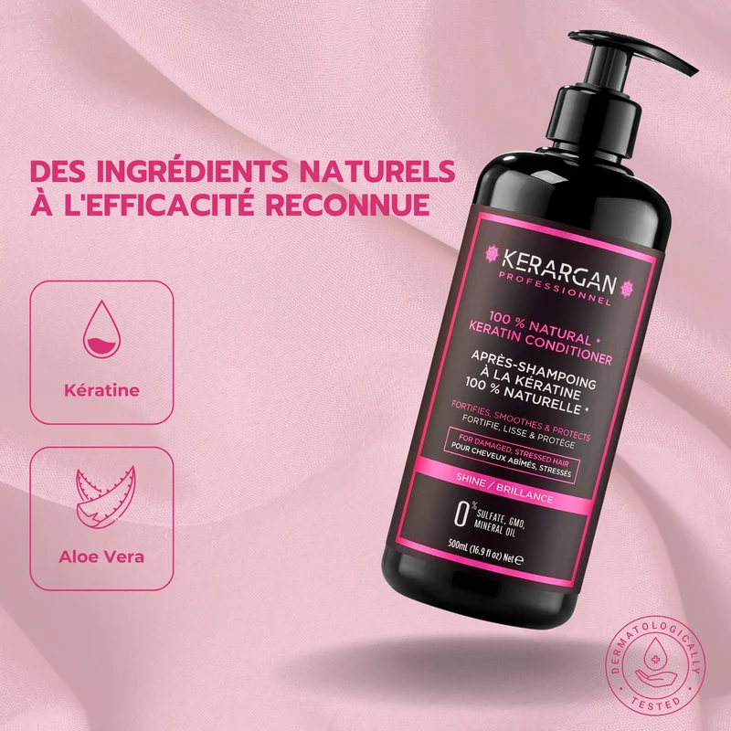 Après-Shampoing à la Kératine Ultra Réparateur 500ml - Démêlant
