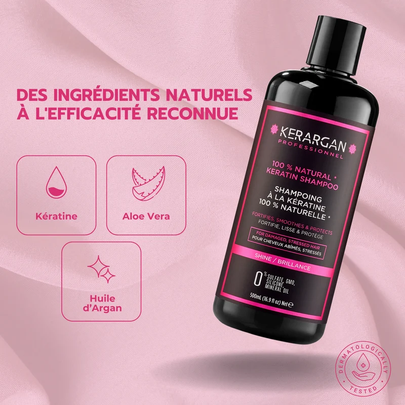Shampoing à la Kératine Ultra Réparateur 500ml - Sans Sulfates