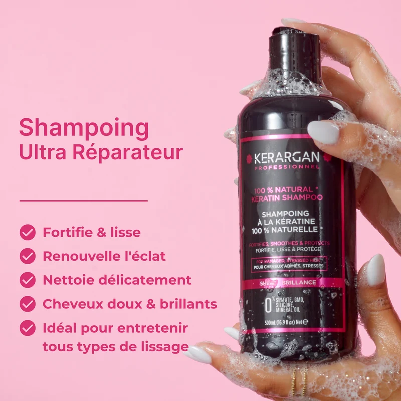 Shampoing à la Kératine Ultra Réparateur 500ml - Sans Sulfates