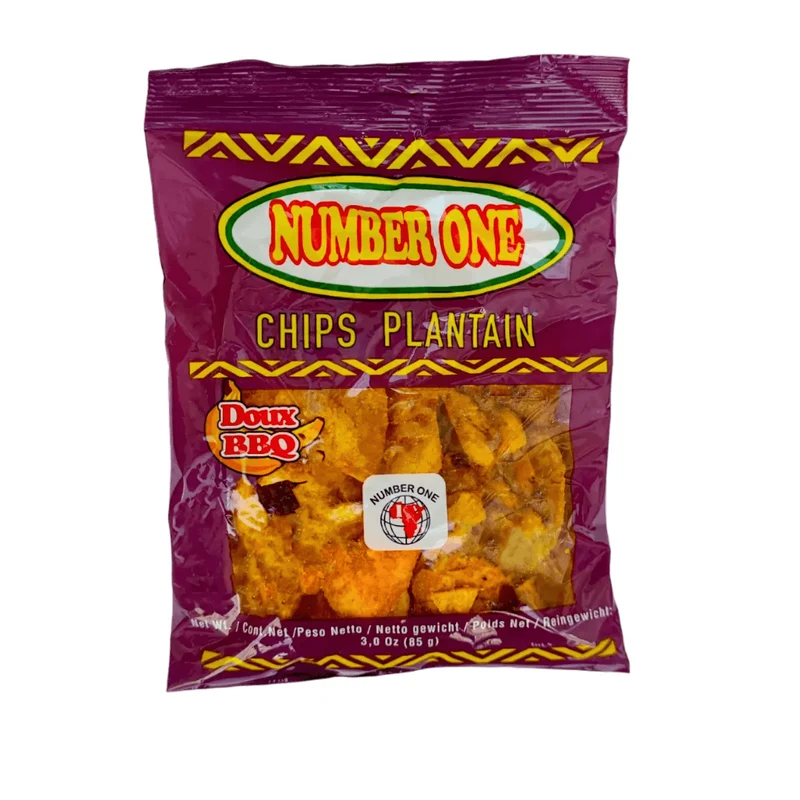 CHIPS DE BANANE PLAINTAIN NUMBER ONE - DOUX - SALE - EPICE- BBQ - AIL - POMME 85g