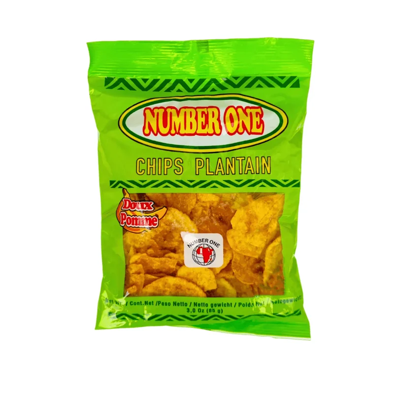 CHIPS DE BANANE PLAINTAIN NUMBER ONE - DOUX - SALE - EPICE- BBQ - AIL - POMME 85g