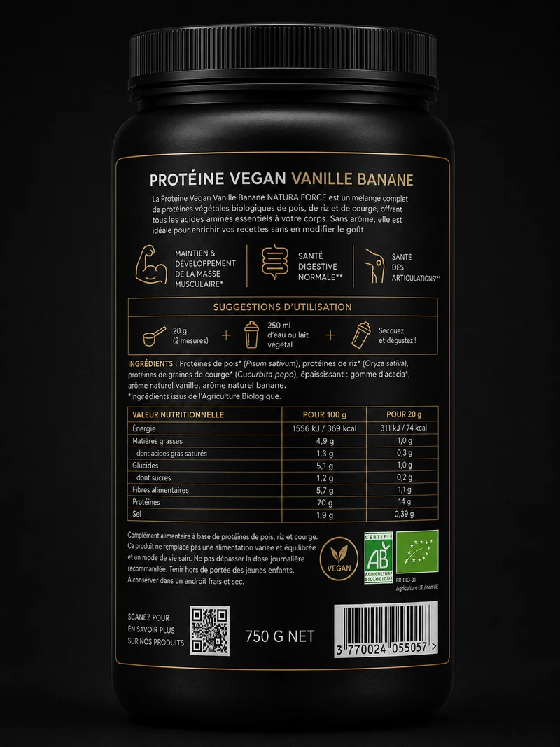 Protéine vegan vanille banane