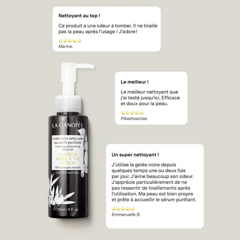 Gelée noire nettoyante aux actifs purifiants