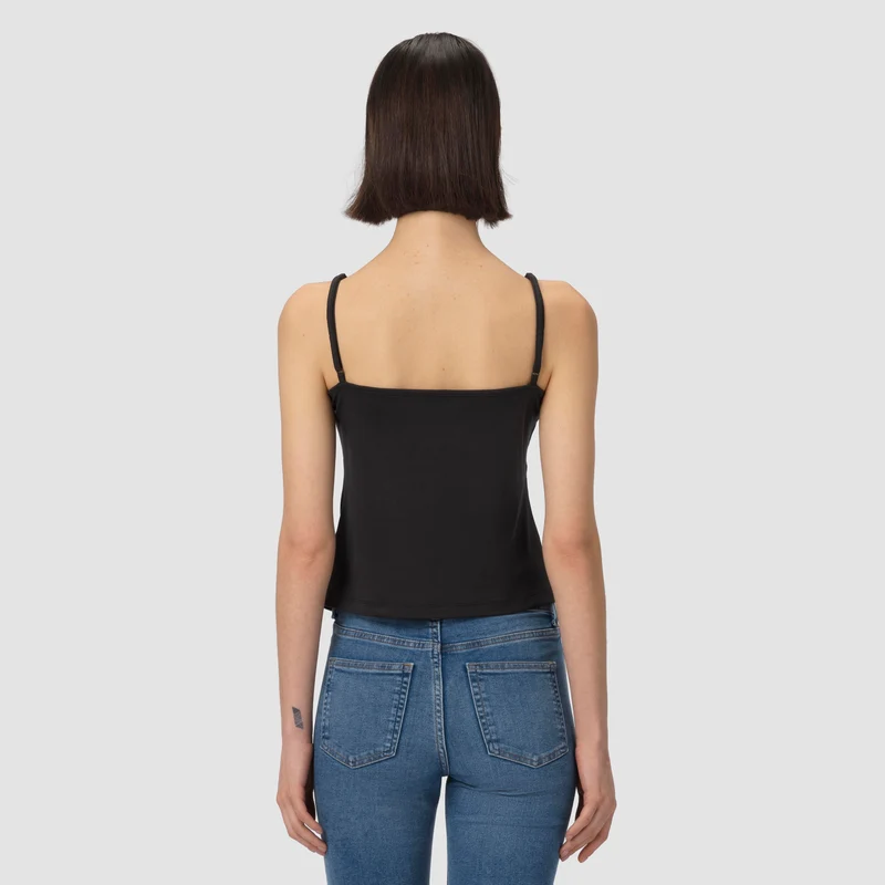 Eliot Spaghetti Strap Top - Black Noir