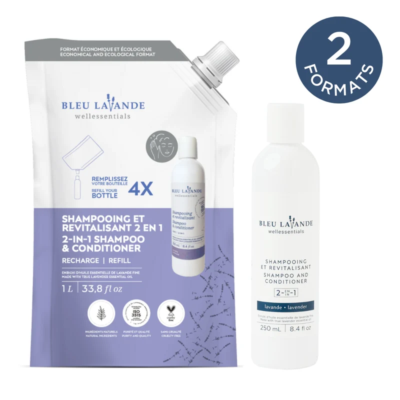 Shampooing et revitalisant 2-en-1 lavande