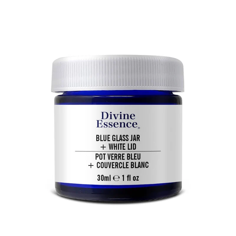 Blue Glass Jar 30ml + White lid