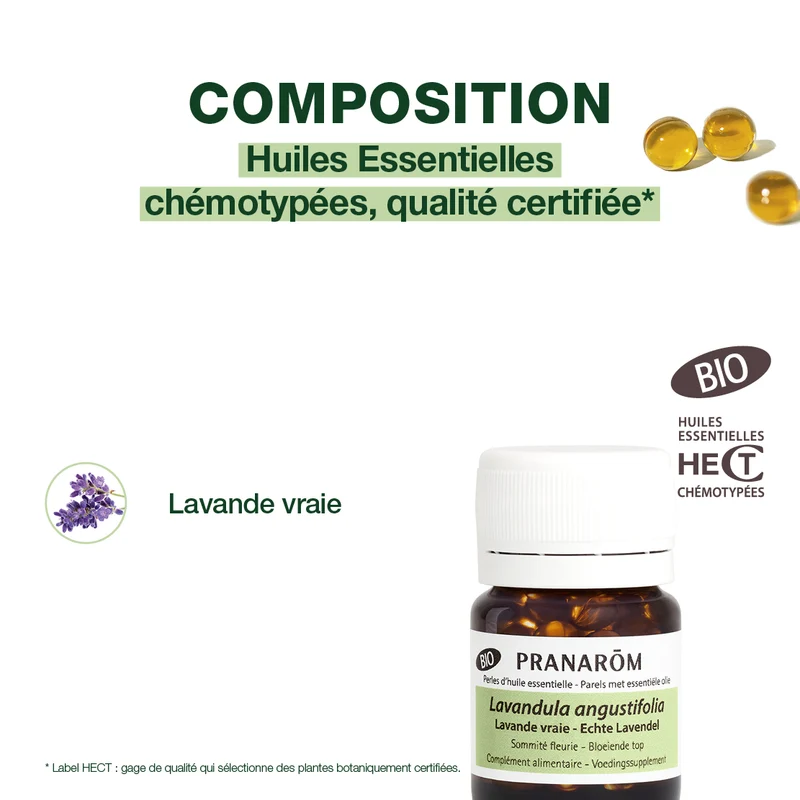Perles d'Huile Essentielle de Lavande vraie - Bio
