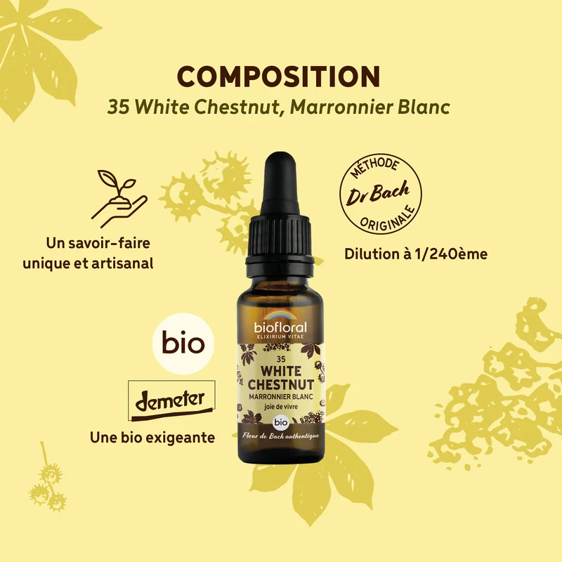 Fleur de Bach n°35 White Chestnut, Marronnier Blanc - Bio Demeter