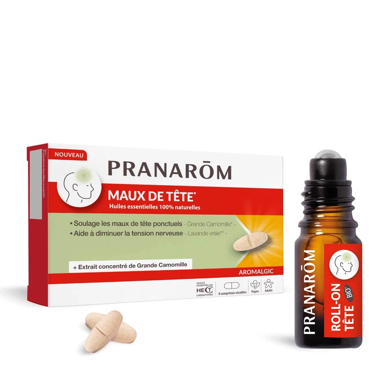 Duo pack comprimés et roll-on mal de tête