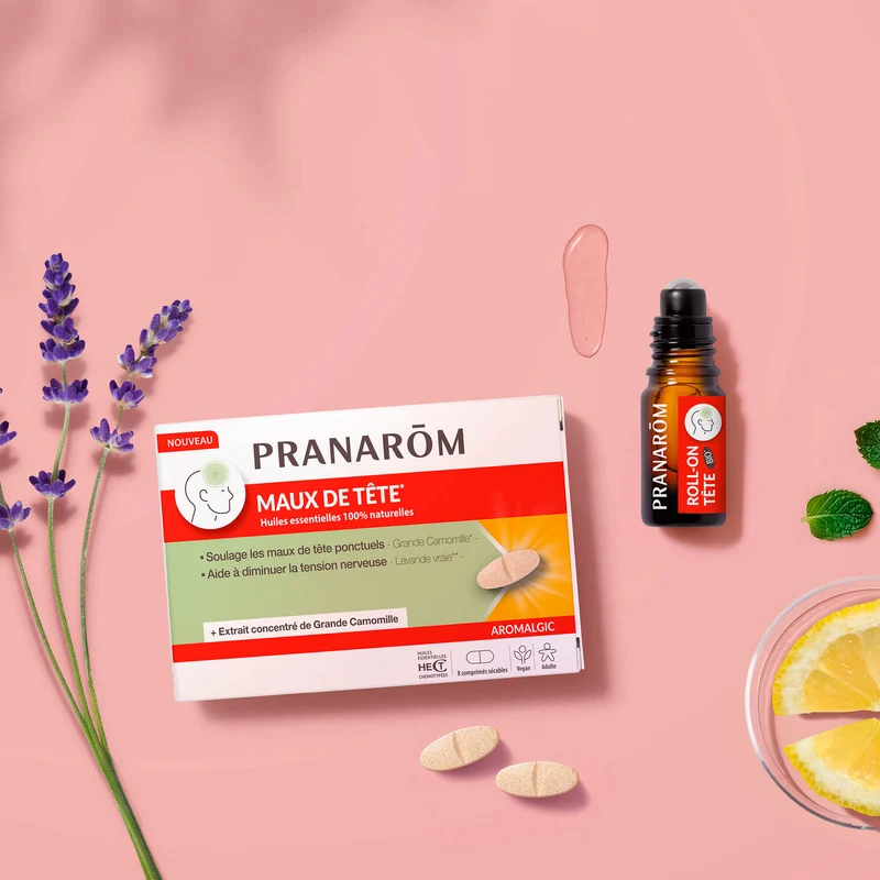 Duo pack comprimés et roll-on mal de tête