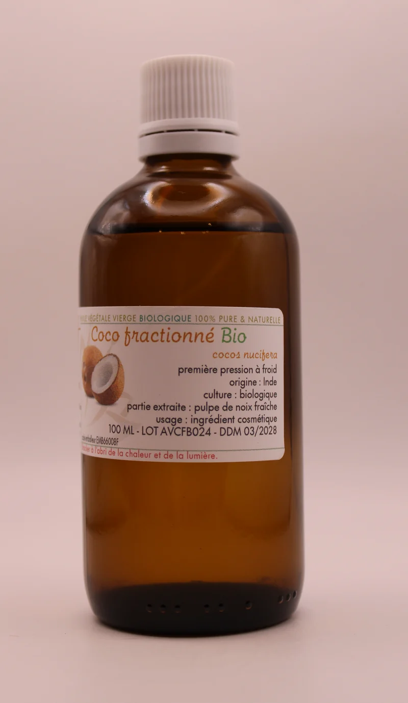 Huile Végétale BIO de Coco Fractionné – 100 ml