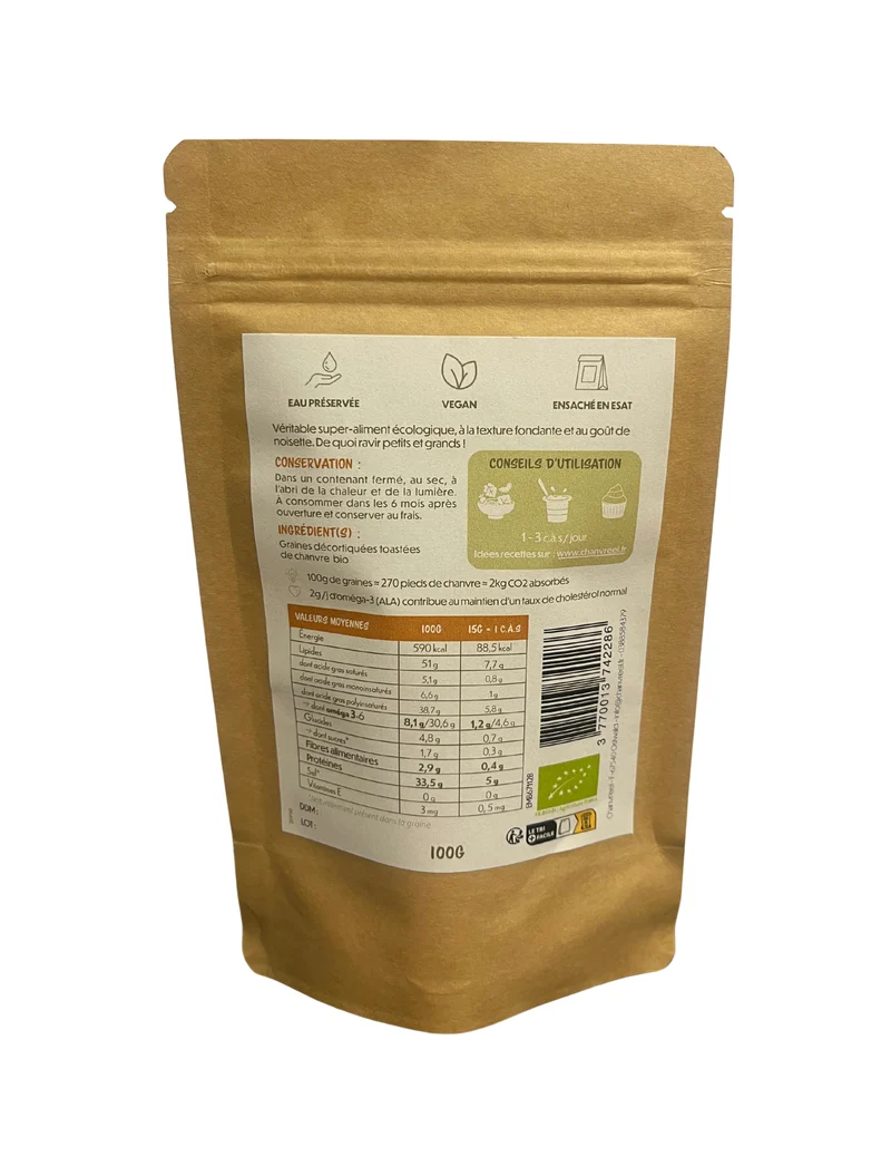 Graines de Chanvre Décortiquées Toastées Bio | Alternative à la Noisette | Riche en Protéines (33%)