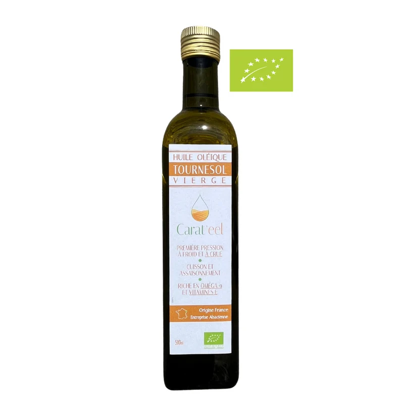 Huile de Tournesol Oléique Vierge Bio | Cuisson Saine et Assaisonnement | 1ère Pression à Froid