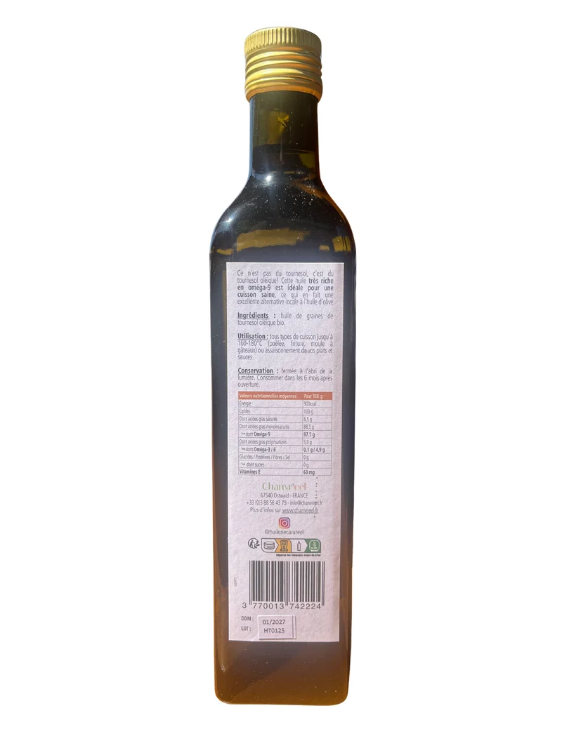 Huile de Tournesol Oléique Vierge Bio | Cuisson Saine et Assaisonnement | 1ère Pression à Froid