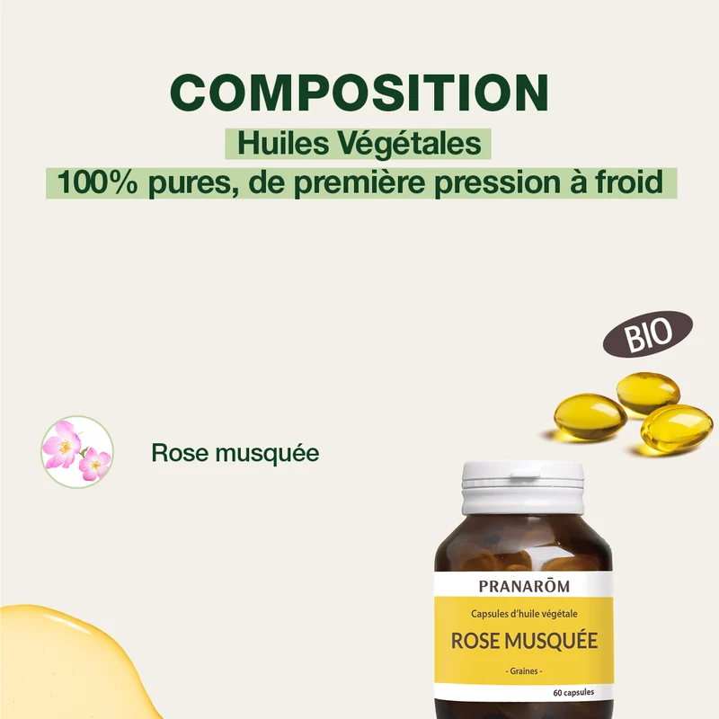 Capsules d'Huile Végétale de Rose musquée