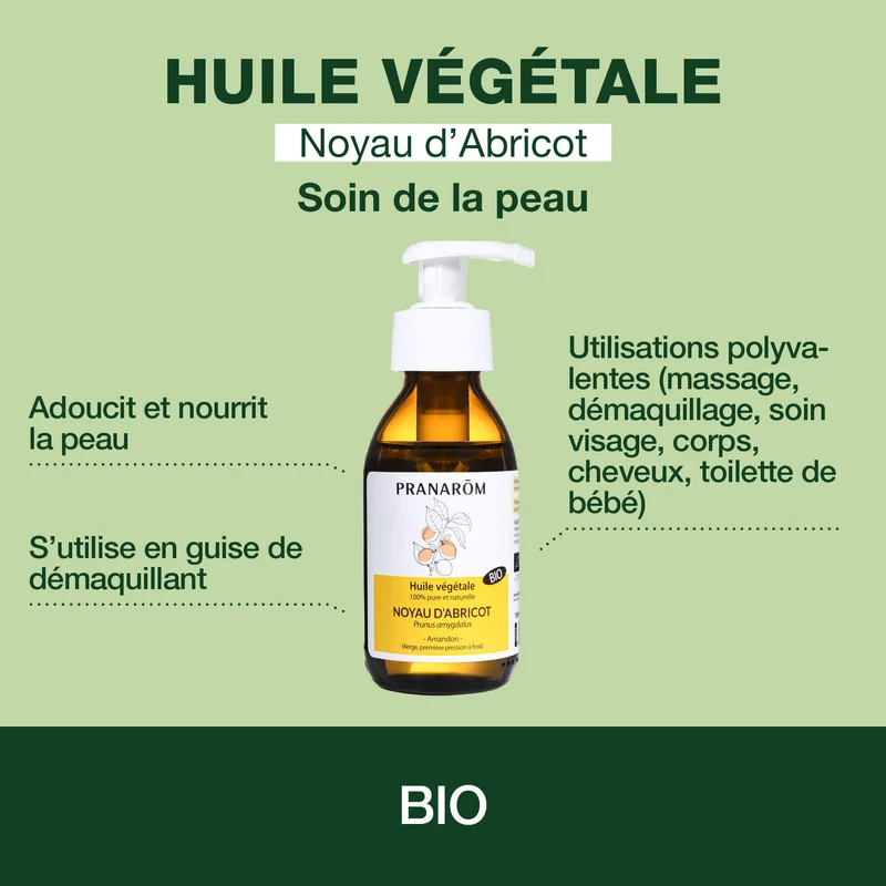 Huile Végétale de Noyau d'abricot vierge - Bio
