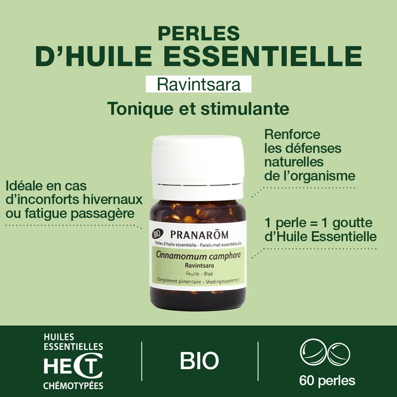 Perles d'Huile Essentielle de Ravintsara - Bio