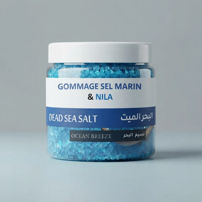 Gommage au poudre de Nila Bleu & Sel Marin 180g – Exfoliant Corps