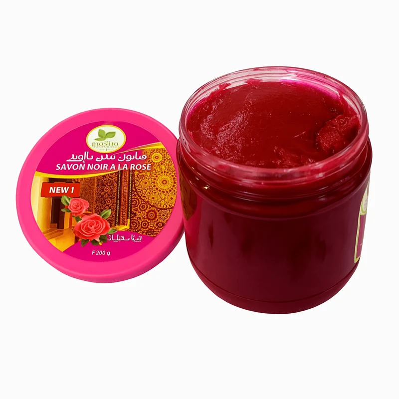 Savon Noir à la Rose 200g – Exfoliation & Hydratation
