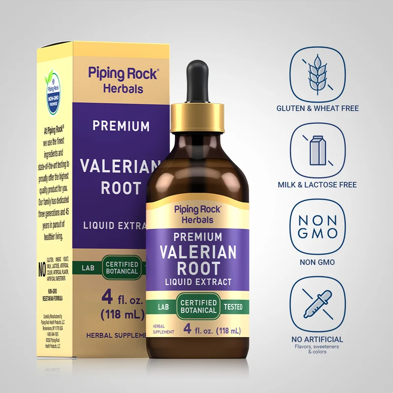 Valerian Root Liquid Extract Alcohol Free, 4 fl oz (118 mL) Dropper Bottle