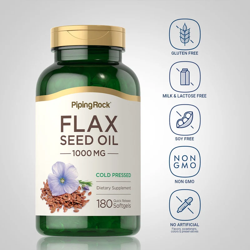 Flaxseed Oil, 1000 mg, 180 Quick Release Softgels, 2 Bottles