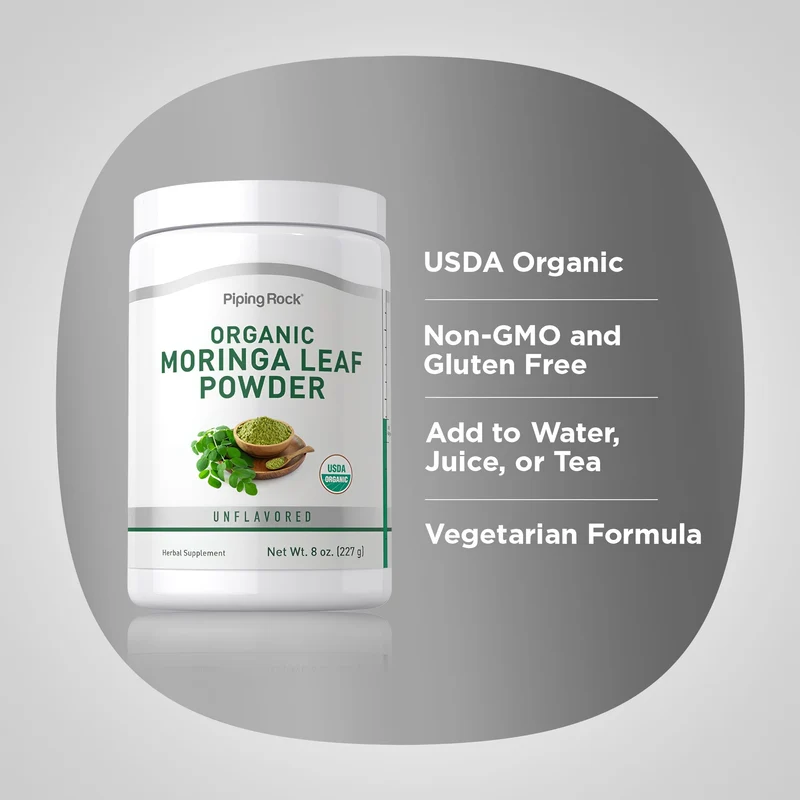 Moringa Leaf Powder (Organic), 8 oz (227 g) Bottle