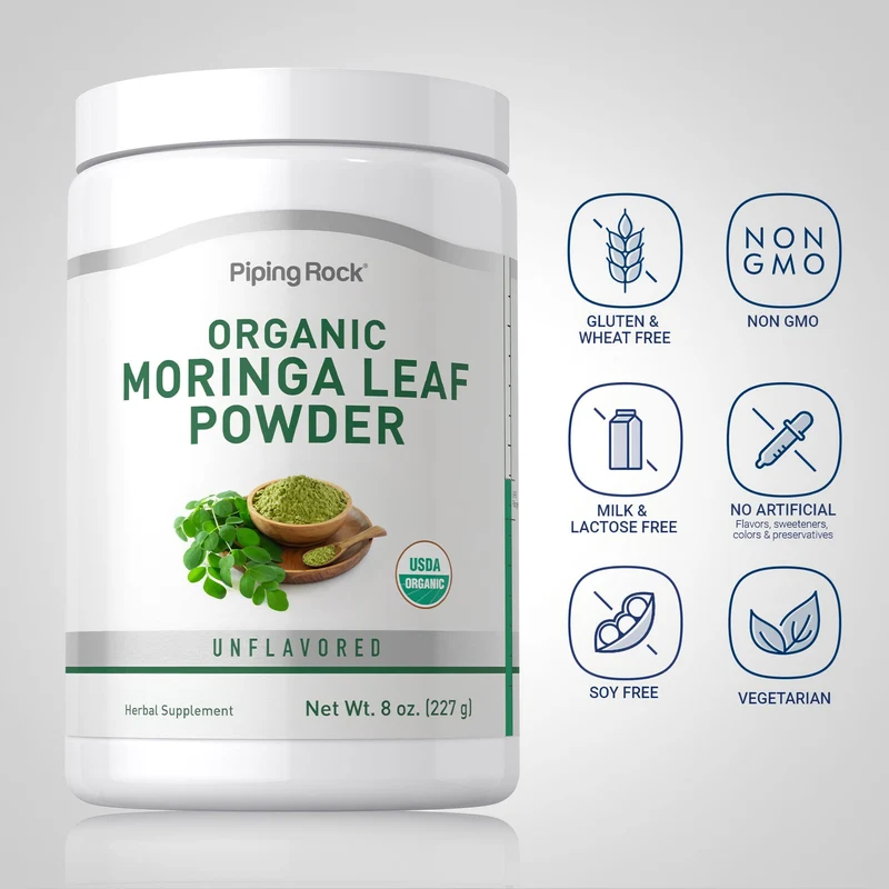 Moringa Leaf Powder (Organic), 8 oz (227 g) Bottle