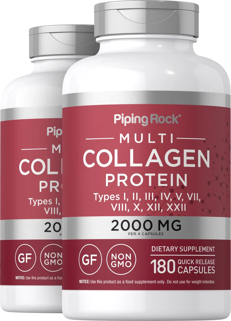 Multi Collagen Protein (Types I, II, III, V, X), 2000 mg (per serving), 180 Quick Release Capsules, 2 Bottles