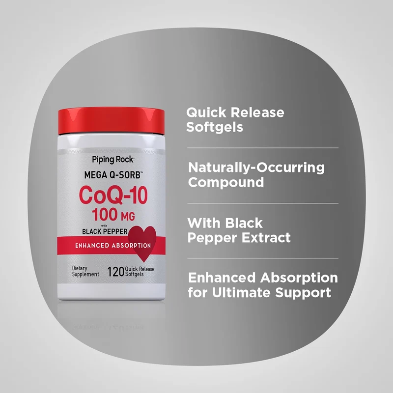 CoQ10, 100 mg, 120 Quick Release Softgels