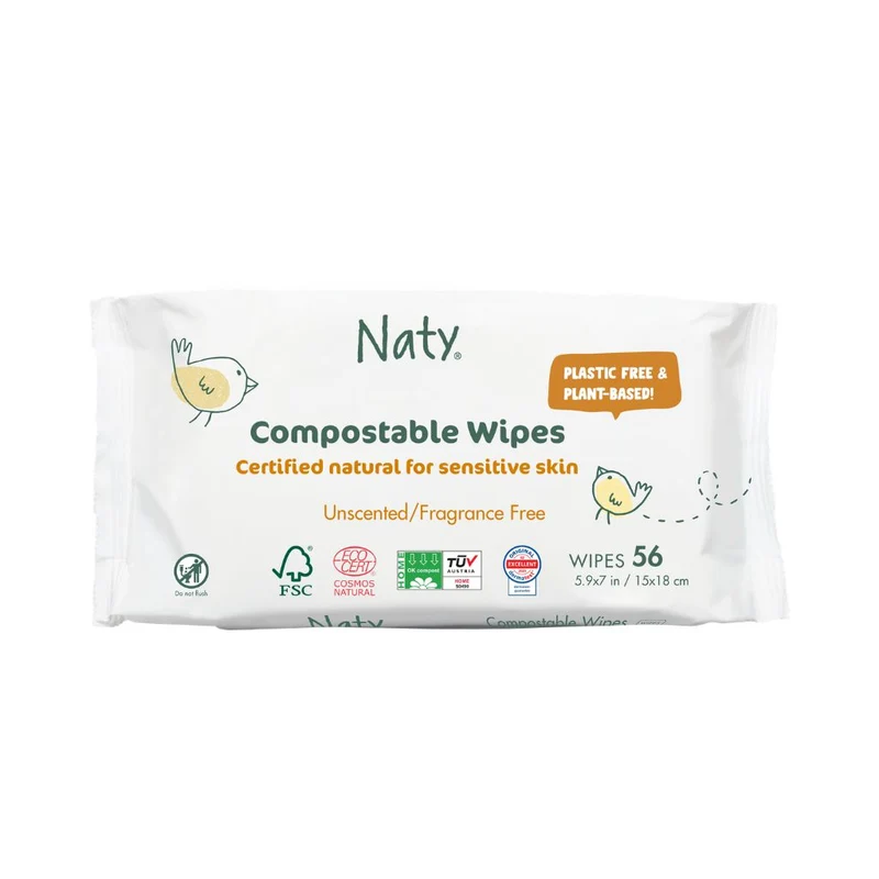 Lingettes Bébé Compostables Non Parfumées