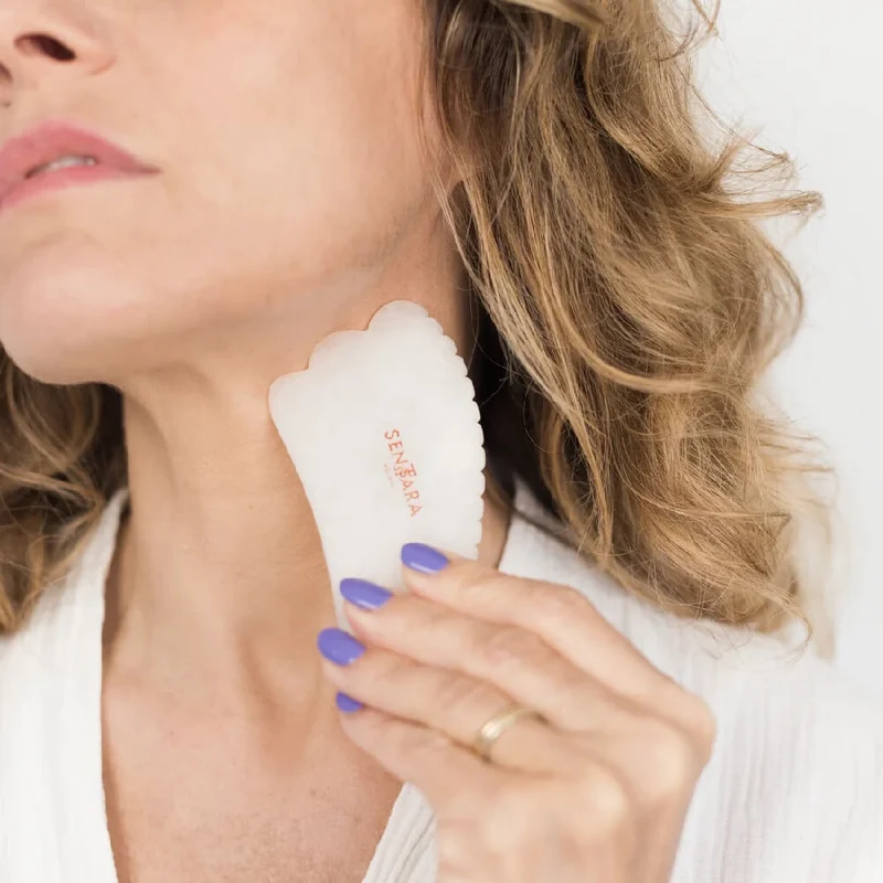 Gua Sha Corne à dents Jade blanc