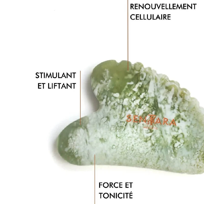 Gua Sha Cœur à dents Jade vert