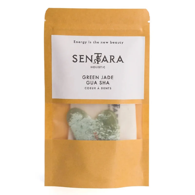 Gua Sha Cœur à dents Jade vert
