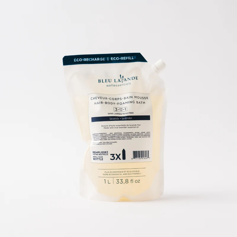 3-en-1 shampooing, gel douche, bain mousse lavande