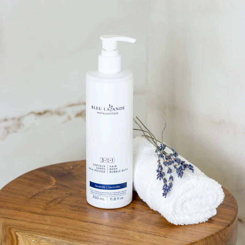 3-en-1 shampooing, gel douche, bain mousse lavande