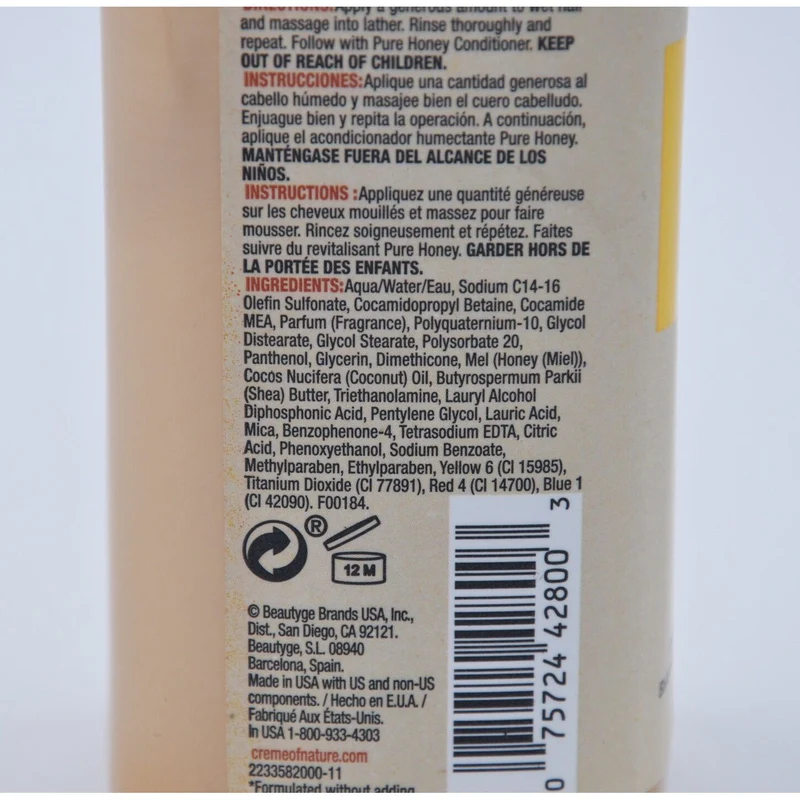 CREME OF NATURE PURE HONEY ≡ Shampooing Hydratant