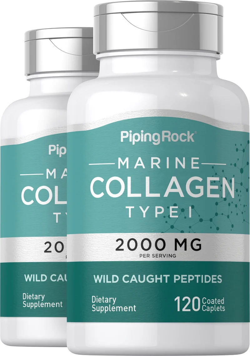 Marine Collagen Type 1, 2000 mg (per serving), 120 Coated Caplets, 2 Bottles
