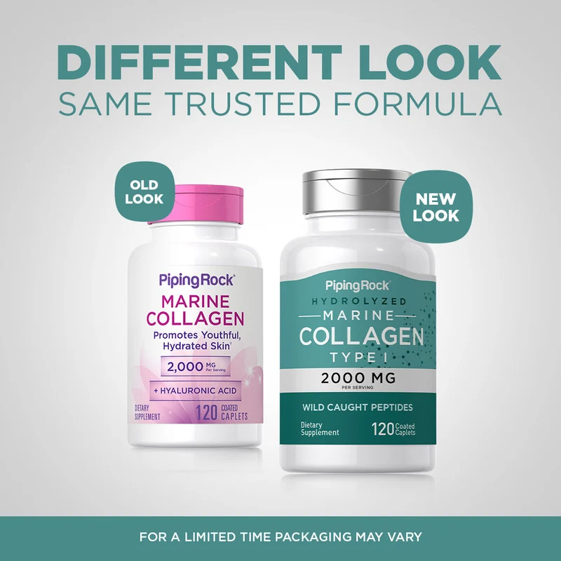 Marine Collagen Type 1, 2000 mg (per serving), 120 Coated Caplets, 2 Bottles
