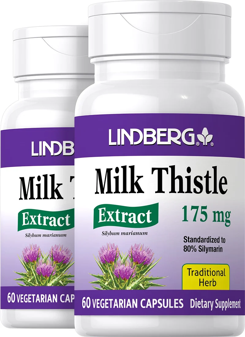 Milk Thistle Standardized Extract, 175 mg, 60 Vegetarian Capsules, 2 Bottles