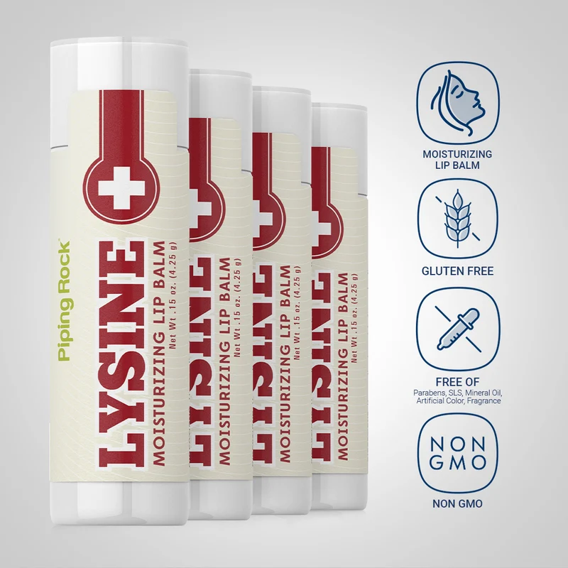 Lysine Lip Balm, (4 pack), 0.15 oz (4.25 g) Tube