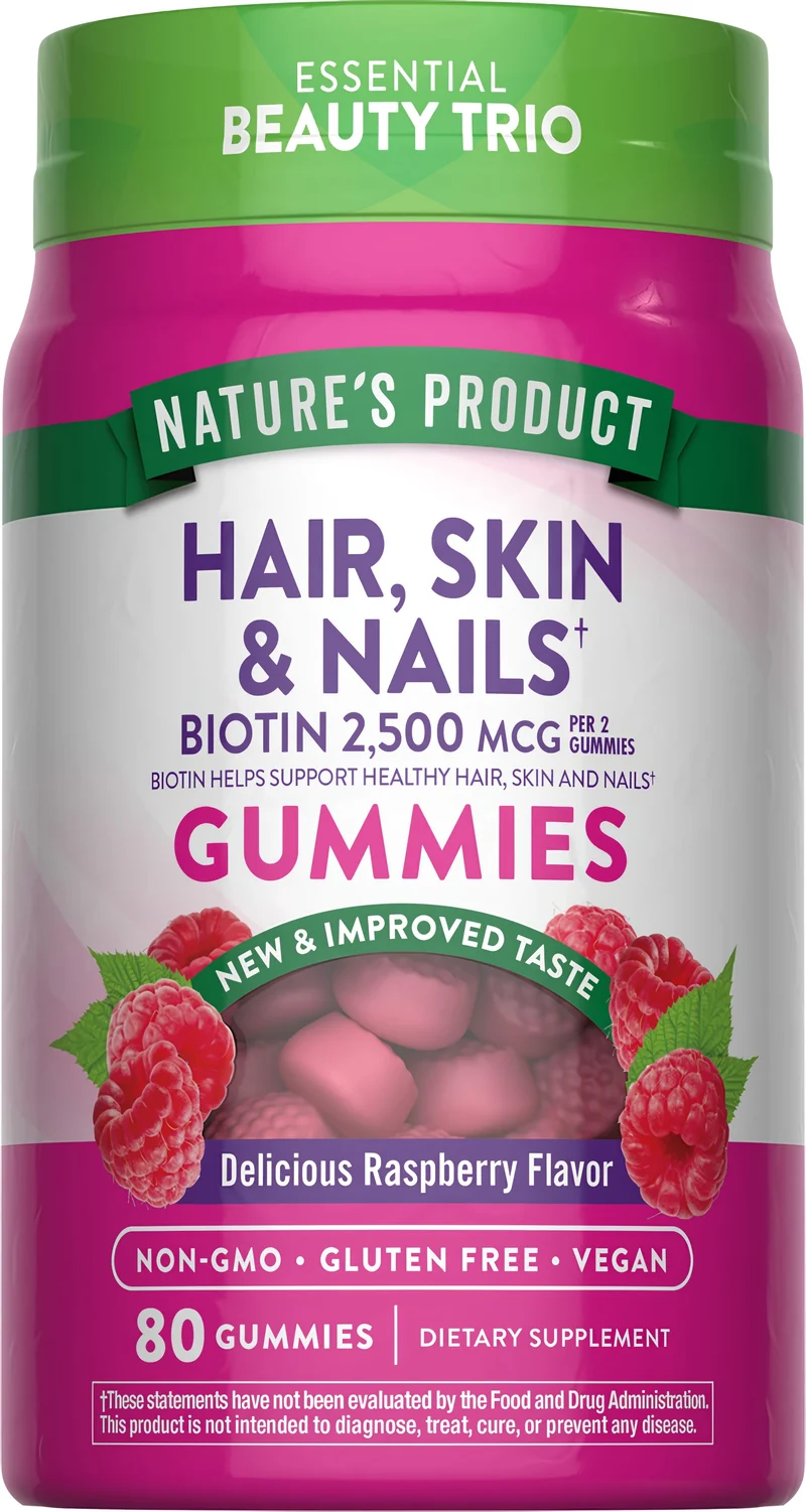 Hair, Skin & Nails (Delicious Raspberry), 80 Gummies