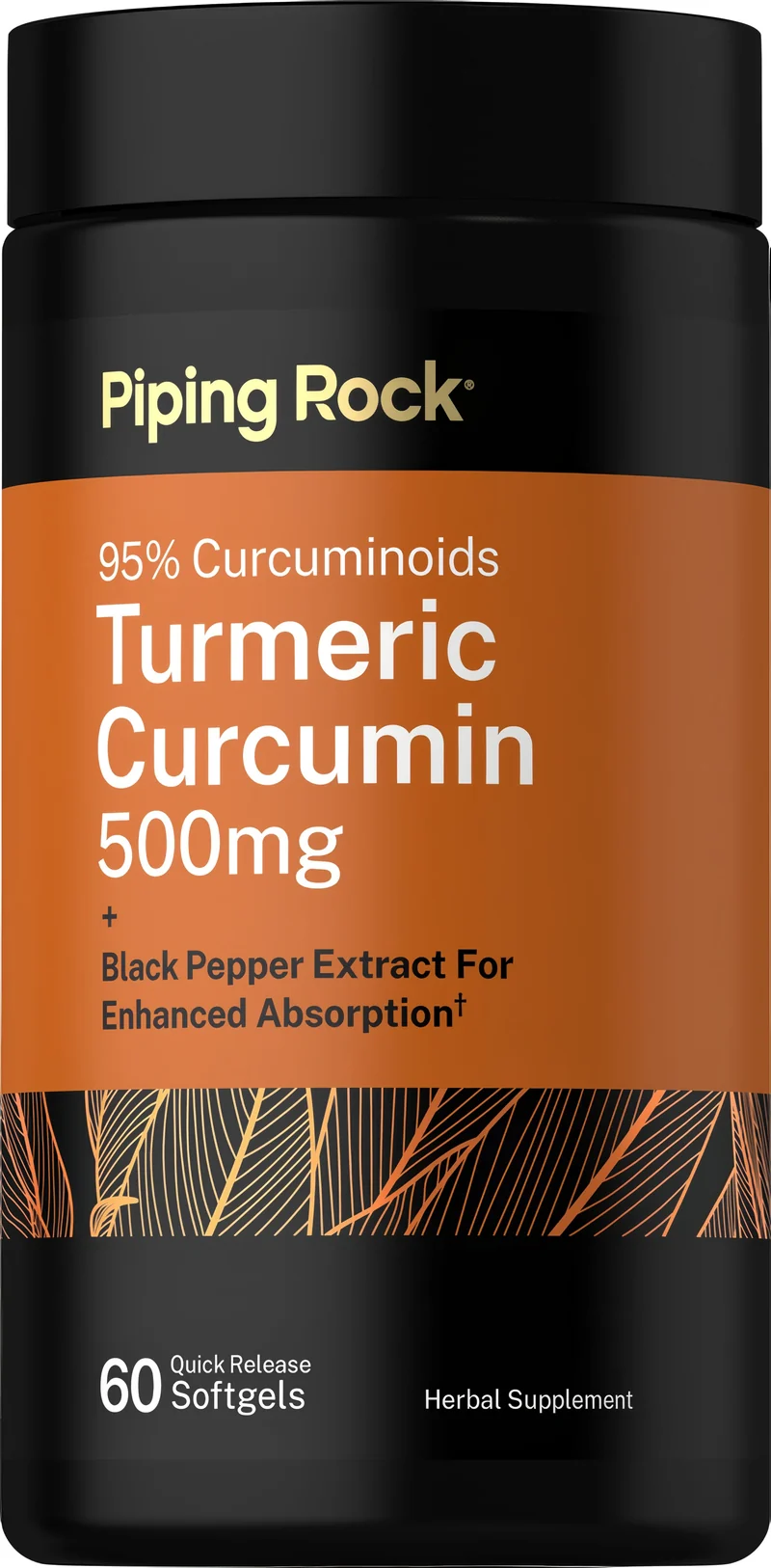 Turmeric Curcumin + Black Pepper Extract, 500 mg, 60 Quick Release Softgels