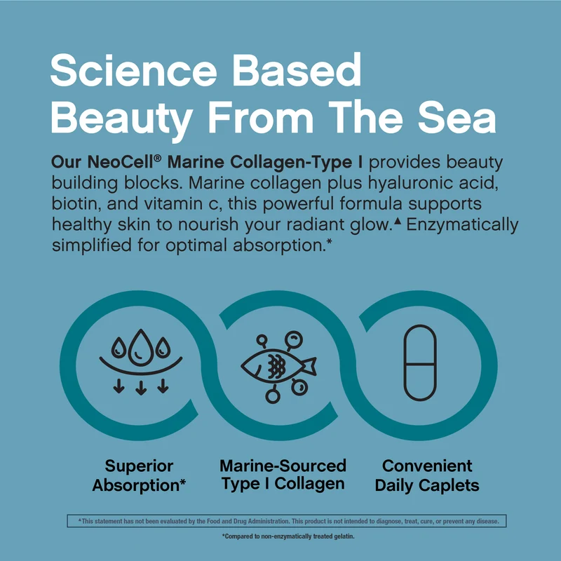 Marine Collagen Bio-Peptides Double Strength + Hyaluronic Acid, 180 Caplets