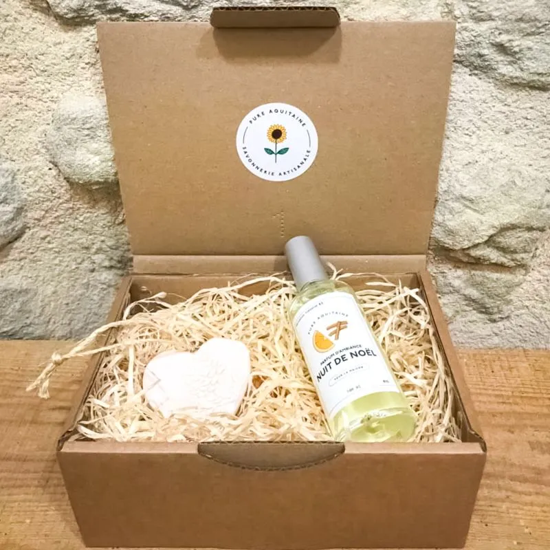 Coffret ambiance parfumée coeur et vaporisateur