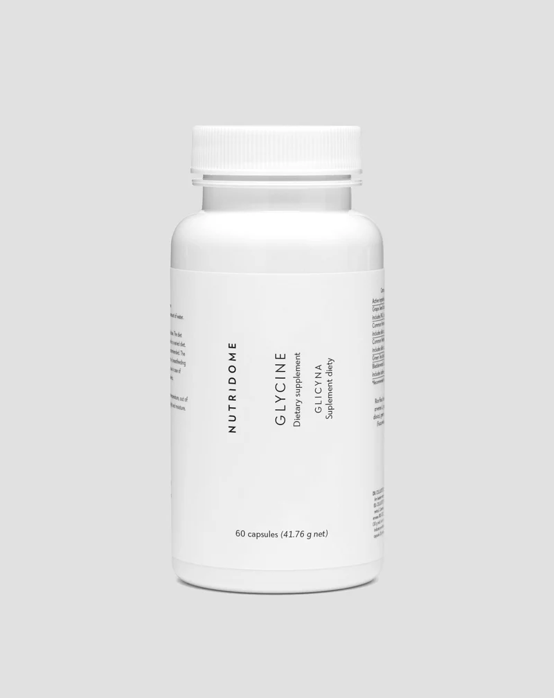 Glycine complément pour soutenir la qualité du sommeil et faciliter l'endormissement, la régénération et la production de collagène 1000 mg/jour Nutridome 60 pcs.
