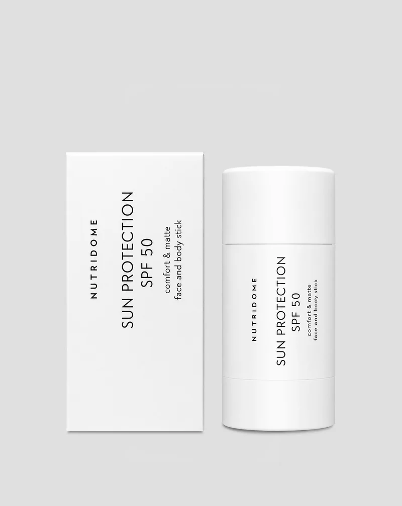 Filtre minéral SPF 50 en stick pour le visage et le corps, hydratation et protection UVB, UVA Nutridome