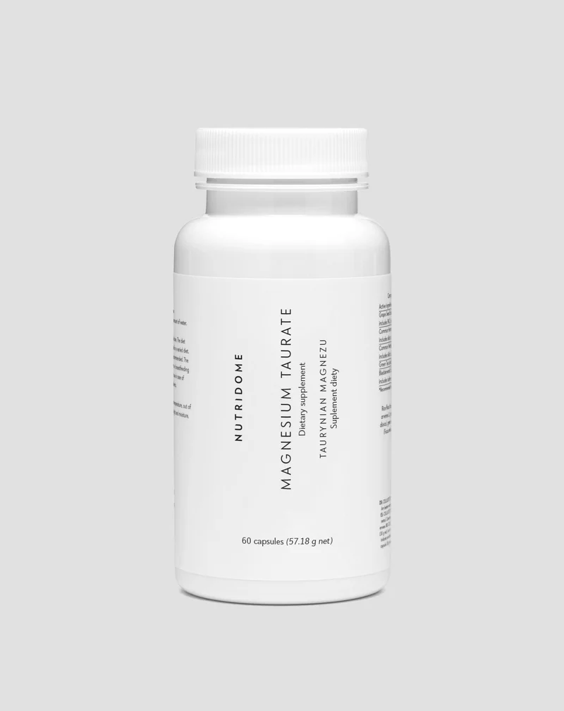 Taurate de magnésium doux pour l'estomac contre les crampes des jambes, des mollets, la fatigue et le stress Nutridome 60 capsules