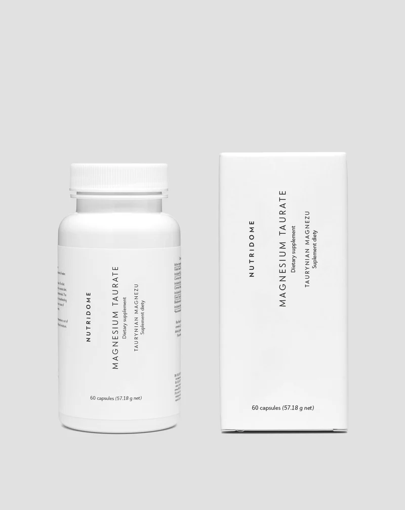 Taurate de magnésium doux pour l'estomac contre les crampes des jambes, des mollets, la fatigue et le stress Nutridome 60 capsules