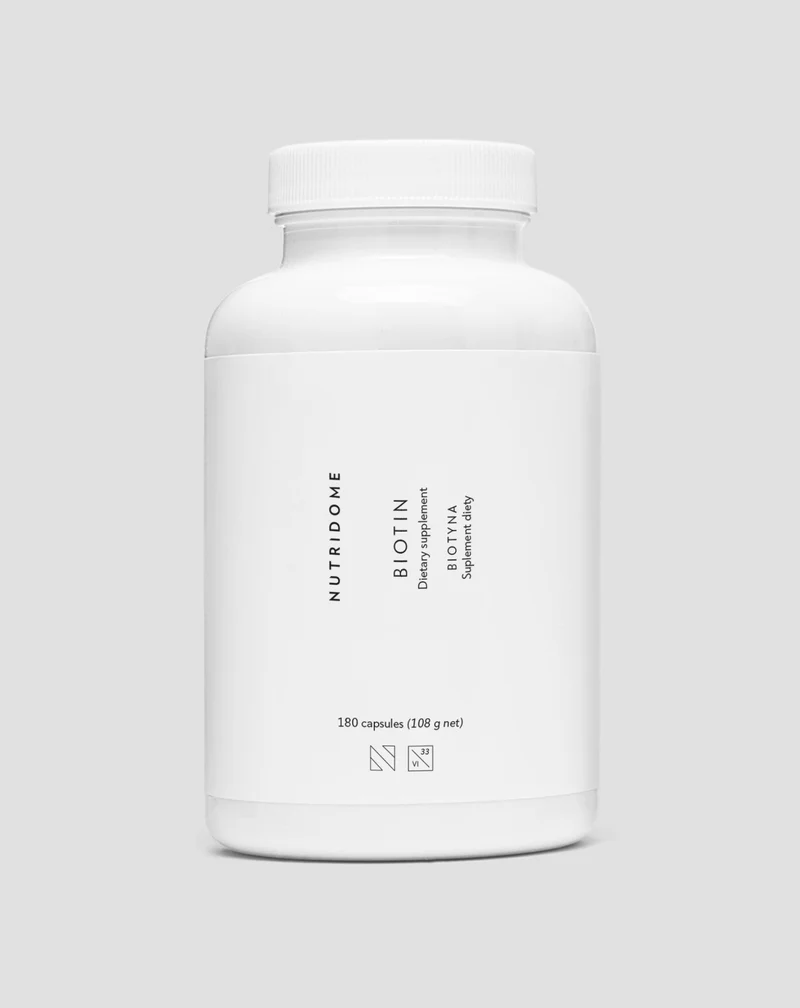 Biotine 2500 mcg Nutridome pour Cheveux, Peau et Ongles – 180 gélules